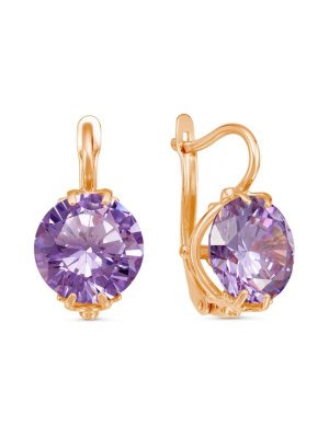 Серьги бижутерия, покрытие - золочение, вставка - фианит (недрагоценный камень)