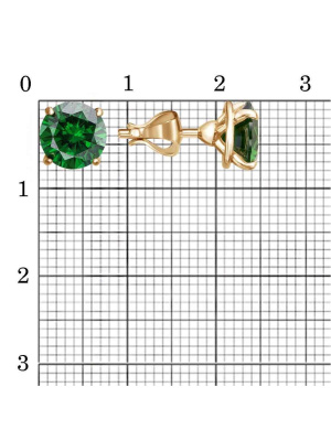 Серьги серебро 925 пробы, покрытие - золочение, вставка - фианит (недрагоценный камень)