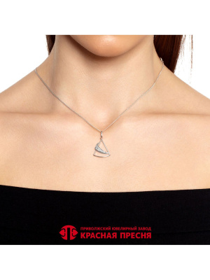 Подвеска серебро 925 пробы, покрытие - родирование, вставка - фианит (недрагоценный камень)