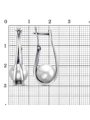 Серьги серебро 925 пробы, покрытие - оксидирование, вставка - имитация жемчуга