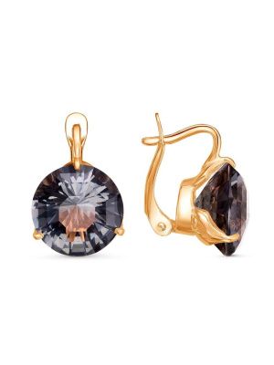 Серьги бижутерия, покрытие - золочение, вставка - стекло ювелирное собственной огранки