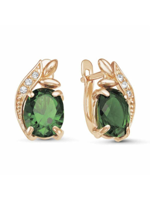 Серьги бижутерия, покрытие - золочение, вставка - стекло ювелирное, стекло ювелирное preciosa