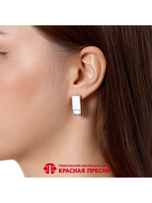 Серьги серебро 925 пробы, покрытие - родирование, вставка - стекло ювелирное собственной огранки