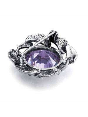 Брошь серебро 925 пробы, покрытие - оксидирование, вставка - фианит (недрагоценный камень)