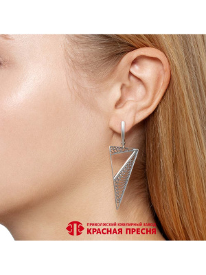 Серьги серебро 925 пробы, покрытие - оксидирование, без вставок