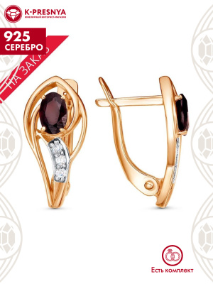 Серьги серебро 925 пробы, покрытие - золочение, выборочное родирование