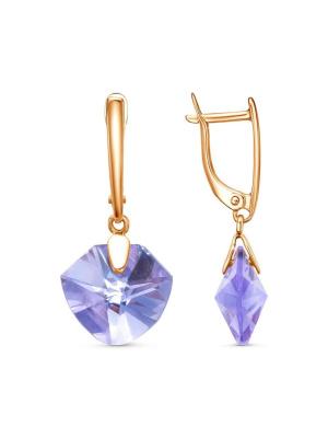 Серьги бижутерия, покрытие - золочение, вставка - стекло ювелирное собственной огранки