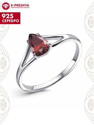 Кольцо серебро 925 пробы, покрытие - платинирование, вставка - фианит (недрагоценный камень)