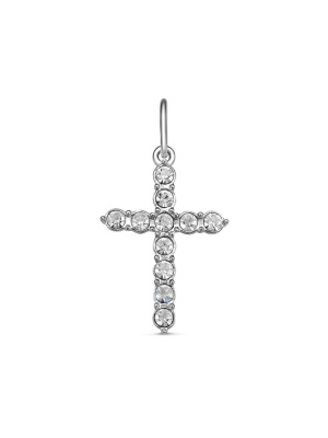 Подвеска серебро 925 пробы, покрытие - родирование, вставка - стекло ювелирное preciosa