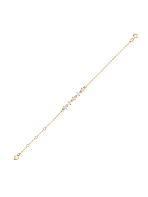 Браслет серебро 925 пробы, покрытие - золочение, вставка - фианит (недрагоценный камень)