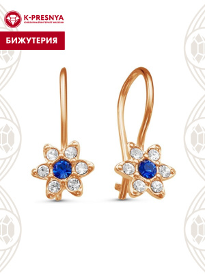 Серьги бижутерия, покрытие - золочение, вставка - стекло ювелирное preciosa