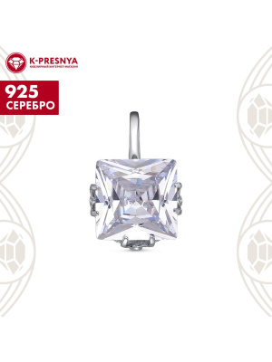 Подвеска серебро 925 пробы, покрытие - родирование, вставка - горный хрусталь