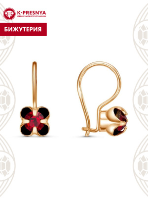 Серьги бижутерия, покрытие - золочение, вставка - стекло ювелирное preciosa