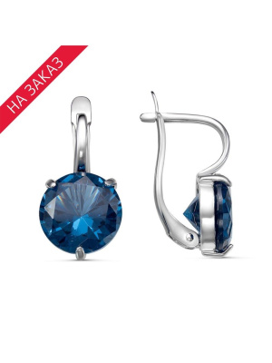 Серьги серебро 925 пробы, покрытие - родирование, вставка - искусственная шпинель