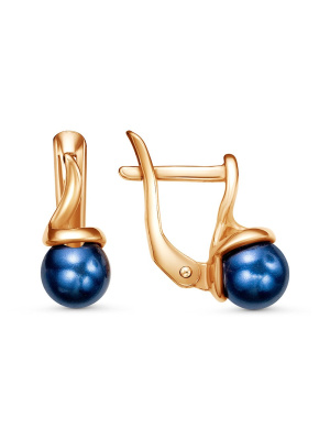 Серьги бижутерия, покрытие - золочение, вставка - имитация жемчуга