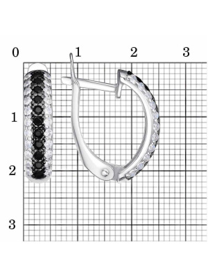 Серьги серебро 925 пробы, покрытие - родирование, вставка - фианит (недрагоценный камень)
