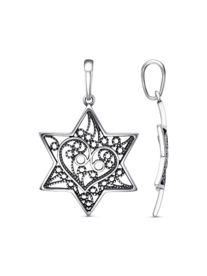 Подвеска бижутерия, покрытие - серебрение с оксидированием, без вставок