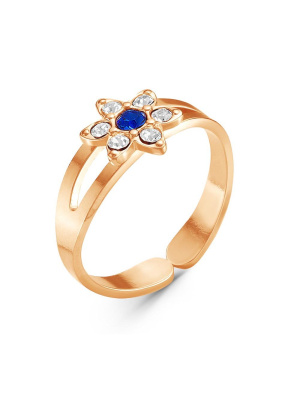 Кольцо бижутерия, покрытие - золочение, вставка - стекло ювелирное preciosa