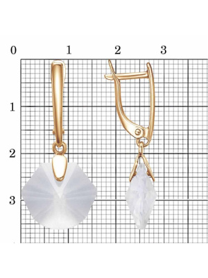 Серьги серебро 925 пробы, покрытие - золочение, вставка - стекло ювелирное собственной огранки