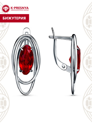 Серьги бижутерия, покрытие - серебрение с оксидированием, вставка - стекло ювелирное собственной огранки