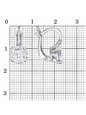 Серьги серебро 925 пробы, покрытие - платинирование, вставка - фианит (недрагоценный камень)