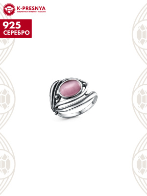 Кольцо серебро 925 пробы, покрытие - оксидирование, вставка - искусственный кошачий глаз