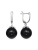 Серьги серебро 925 пробы, покрытие - родирование, вставка - искусственный агат черный Серьги серебро 925 пробы, покрытие - родирование, вставка - искусственный агат черный