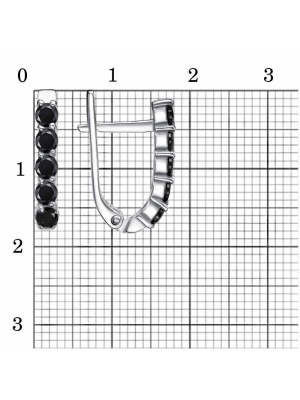 Серьги бижутерия, покрытие - платинирование, вставка - фианит (недрагоценный камень)