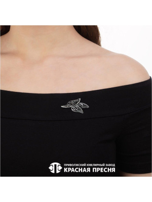 Брошь серебро 925 пробы, покрытие - оксидирование, без вставок