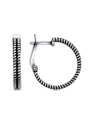 Серьги бижутерия, покрытие - серебрение с оксидированием, без вставок