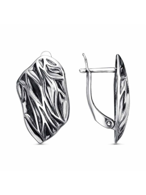 Серьги серебро 925 пробы, покрытие - оксидирование, без вставок