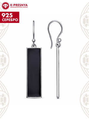 Серьги серебро 925 пробы, покрытие - платинирование, отделка - эмаль, без вставок