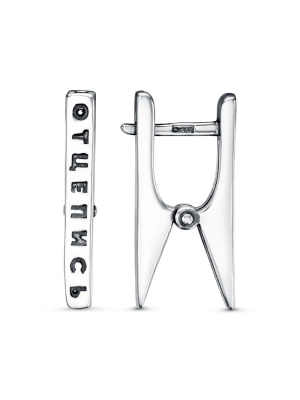 Серьги бижутерия, покрытие - серебрение с оксидированием, без вставок