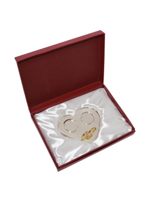 Поднос для молодоженов серебро 925 пробы, покрытие - выборочное золочение, без вставок