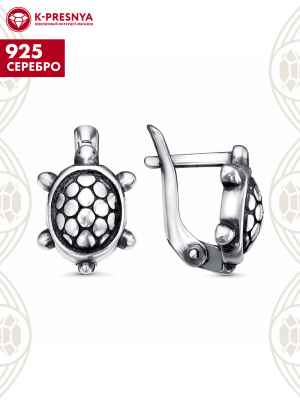Серьги серебро 925 пробы, покрытие - оксидирование, без вставок