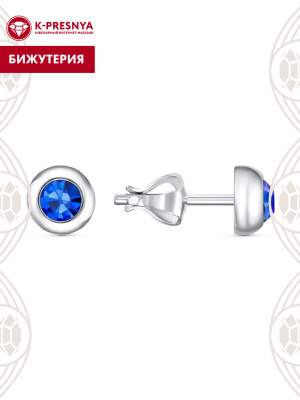 Серьги бижутерия, покрытие - серебрение, вставка - стекло ювелирное preciosa