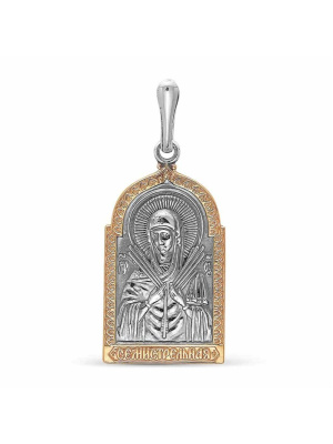 Подвеска серебро 925 пробы, покрытие - оксидирование, выборочное золочение, без вставок