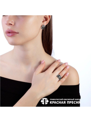 Серьги серебро 925 пробы, покрытие - оксидирование, без вставок