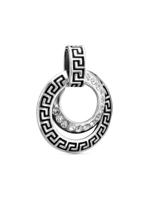 Подвеска бижутерия, покрытие - серебрение с оксидированием, отделка - эмаль, вставка - стекло ювелирное preciosa