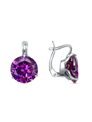 Серьги серебро 925 пробы, покрытие - родирование, вставка - фианит (недрагоценный камень)