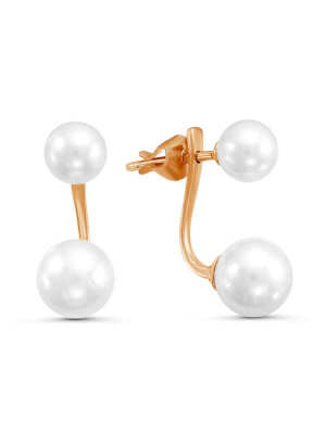 Серьги бижутерия, покрытие - золочение, вставка - имитация жемчуга