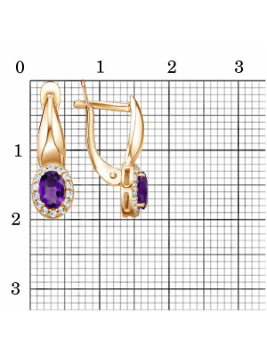 Серьги серебро 925 пробы, покрытие - золочение, выборочное родирование