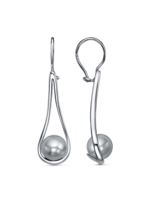 Серьги бижутерия, покрытие - платинирование, вставка - имитация жемчуга