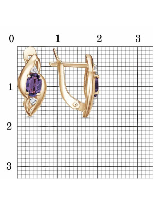 Серьги серебро 925 пробы, покрытие - золочение, выборочное родирование