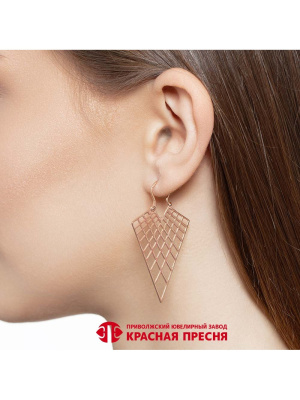 Серьги серебро 925 пробы, покрытие - золочение, без вставок