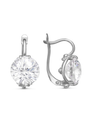 Серьги серебро 925 пробы, покрытие - оксидирование, вставка - фианит собственной огранки (недрагоценный камень)