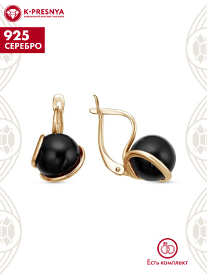 Серьги серебро 925 пробы, покрытие - золочение, вставка - имитация жемчуга