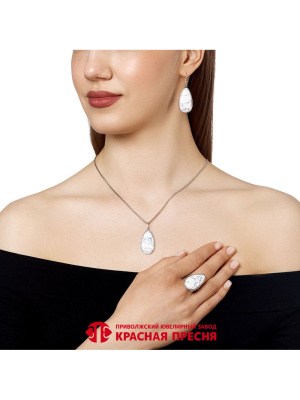 Серьги серебро 925 пробы, покрытие - оксидирование, вставка - искусственный таулит
