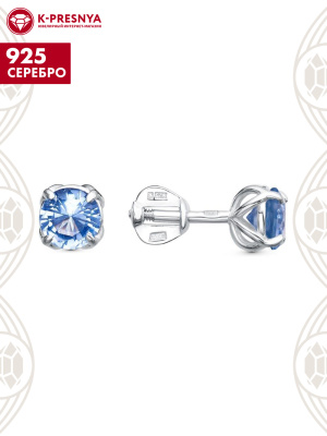 Серьги серебро 925 пробы, без покрытия, вставка - искусственная шпинель