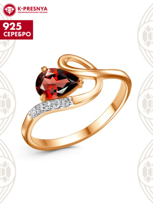 Кольцо серебро 925 пробы, покрытие - золочение, выборочное родирование, вставка - фианит (недрагоценный камень)